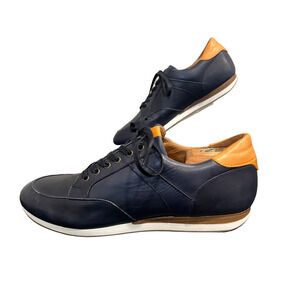 Rudy's Kooper Mens Navy Blue Leather Sneaker Trainer Shoes Lace Up Size 9.5